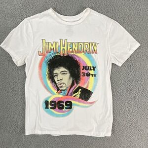 Authentic Hendrix Jimi Hendrix Graphic T-Shirt Women XL White 1969 Rock Tee Exc